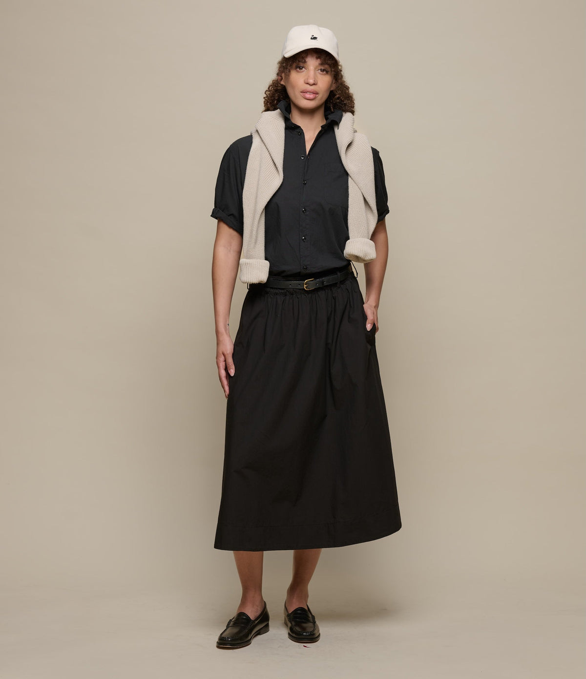 Lightweight Cotton Poplin Women's Shirt with Rolled-Up Sleeves
