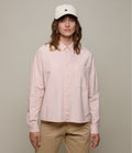 Cropped Boxy Style Cotton Oxford Long Sleeve Shirt