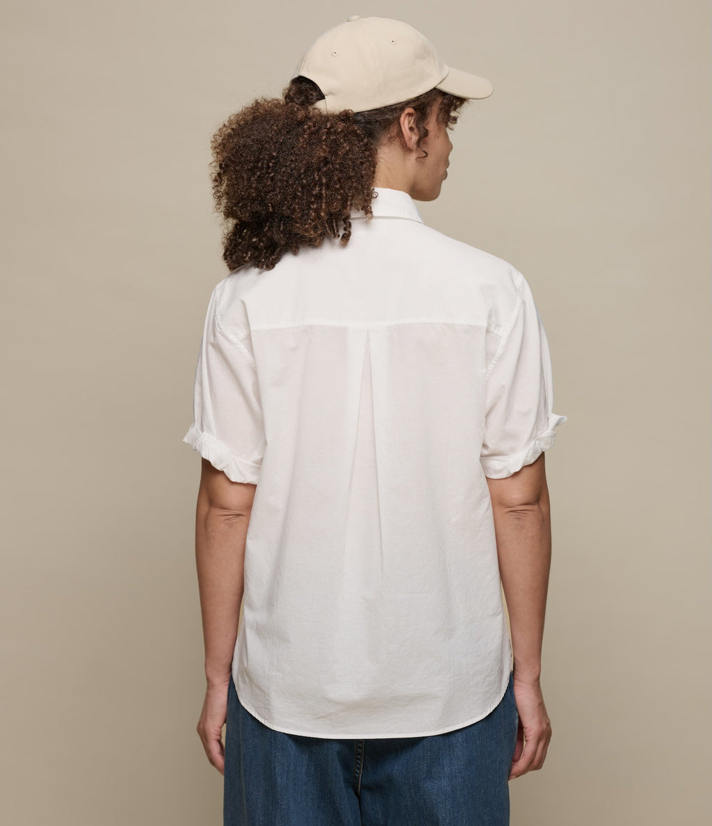 Lightweight Cotton Poplin Women's Shirt with Rolled-Up Sleeves