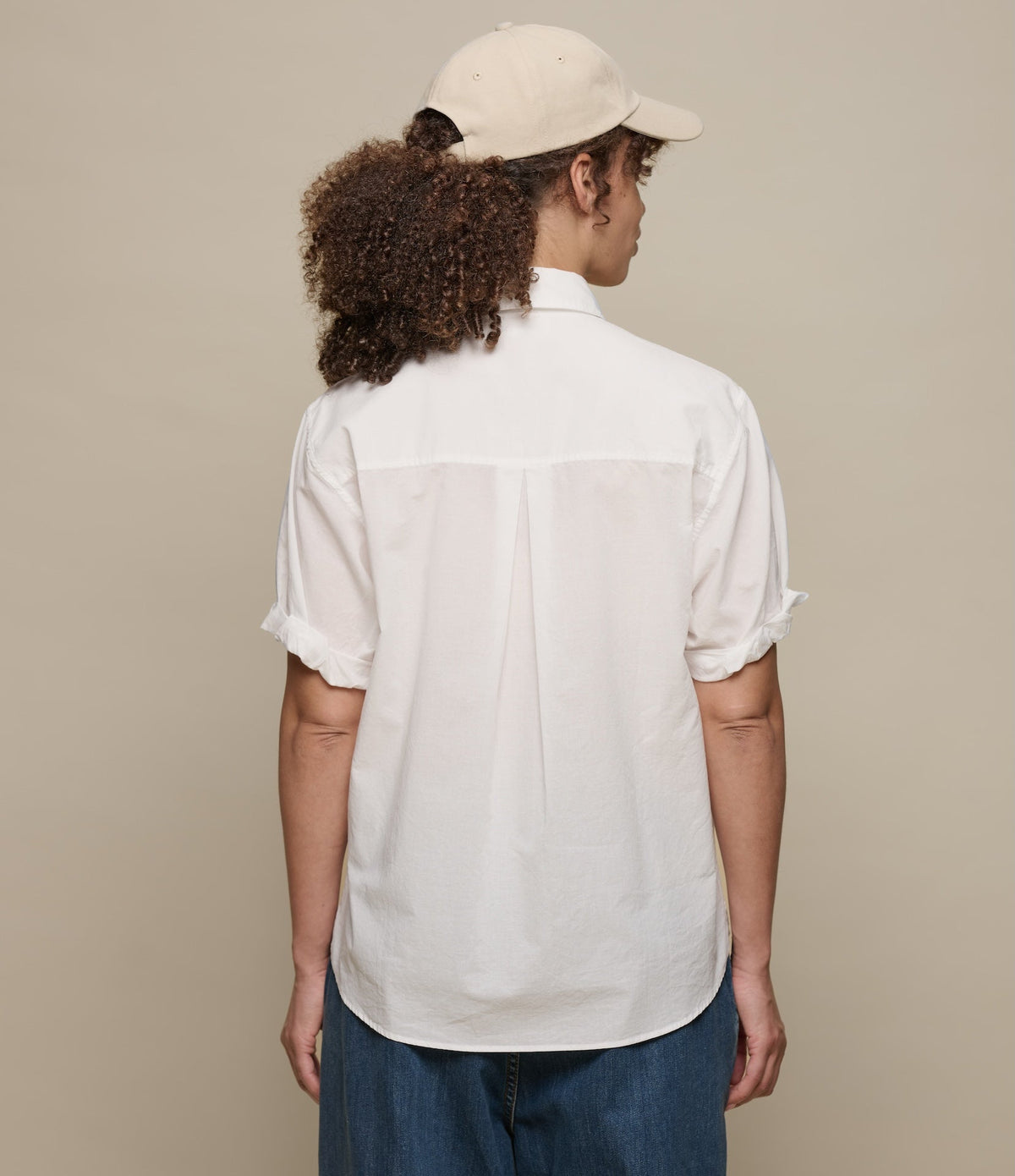 Lightweight Cotton Poplin Women's Shirt with Rolled-Up Sleeves