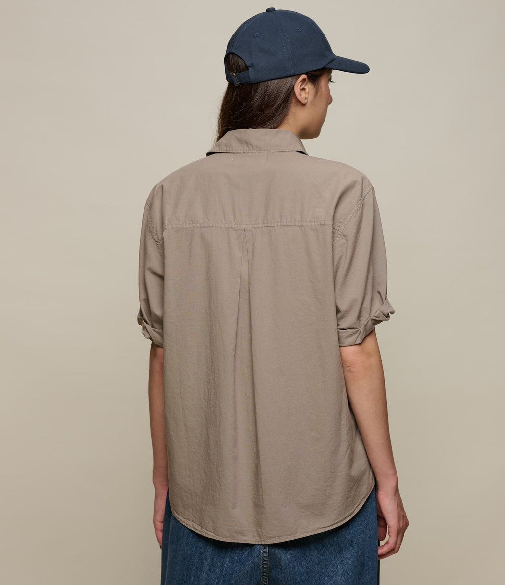 Lightweight Cotton Poplin Women's Shirt with Rolled-Up Sleeves