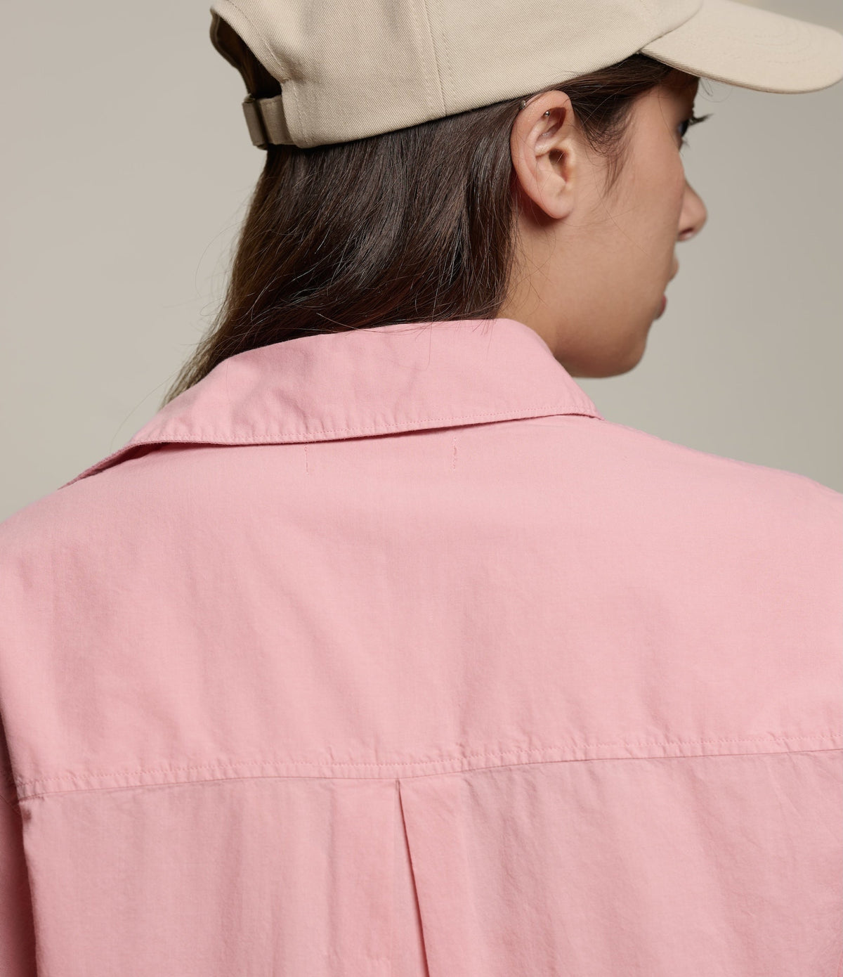 Lightweight Cotton Poplin Women's Shirt with Rolled-Up Sleeves