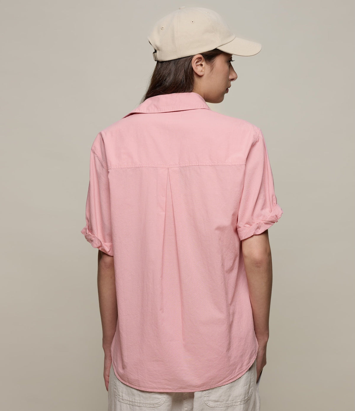 Lightweight Cotton Poplin Women's Shirt with Rolled-Up Sleeves