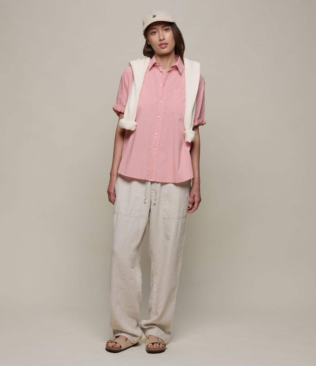 Lightweight Cotton Poplin Women's Shirt with Rolled-Up Sleeves