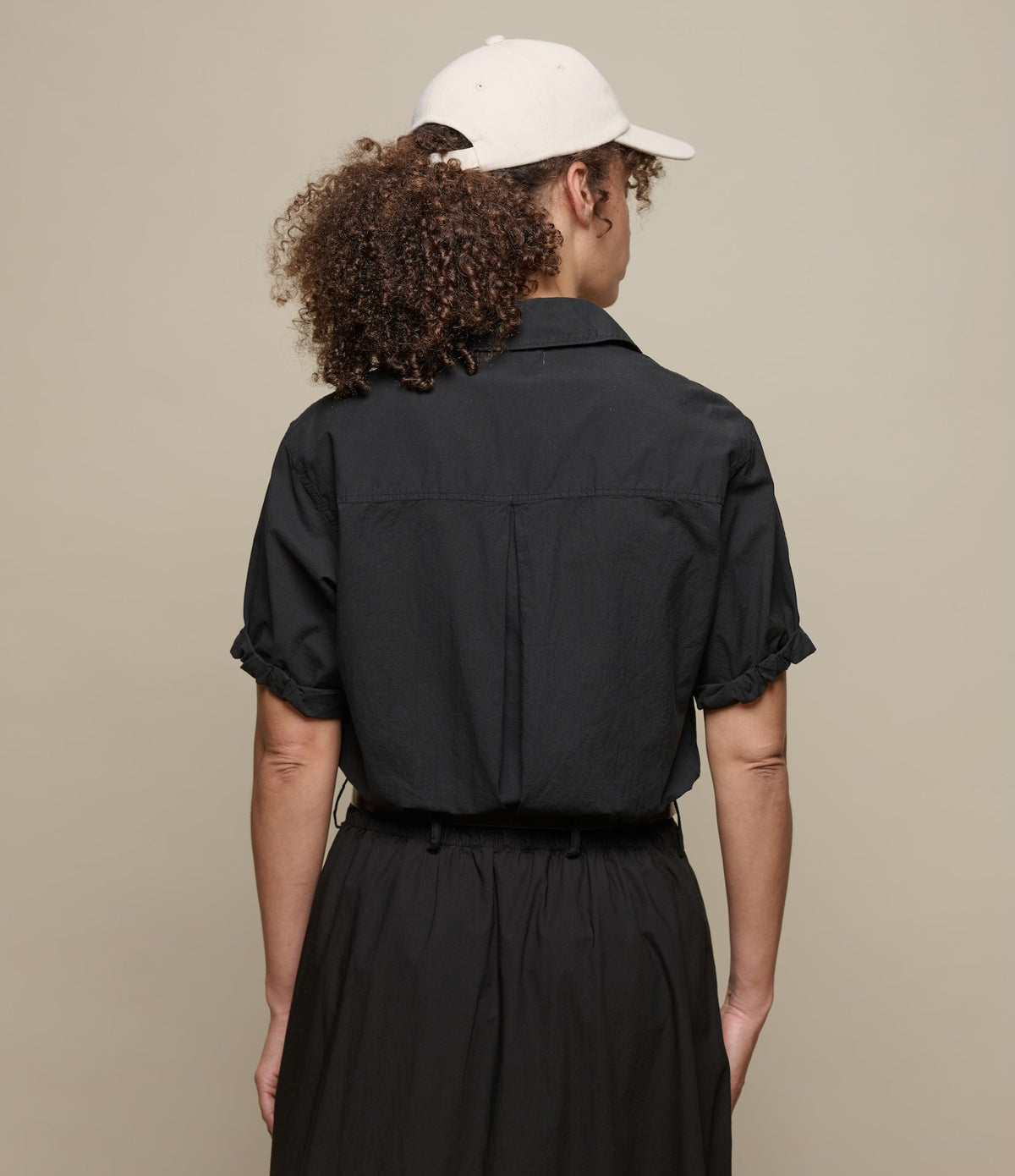 Lightweight Cotton Poplin Women's Shirt with Rolled-Up Sleeves