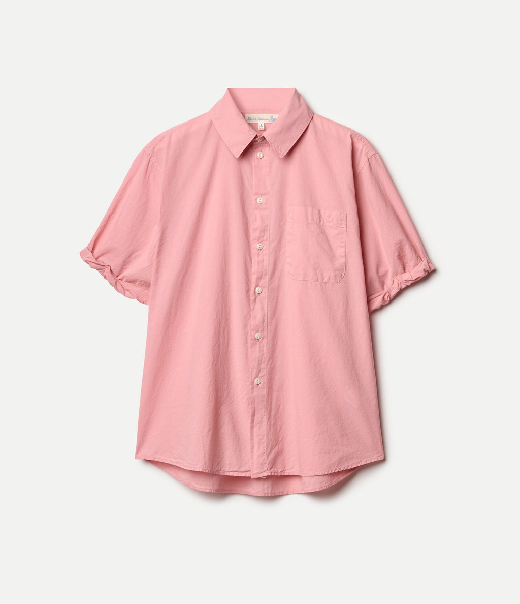 Lightweight Cotton Poplin Women's Shirt with Rolled-Up Sleeves