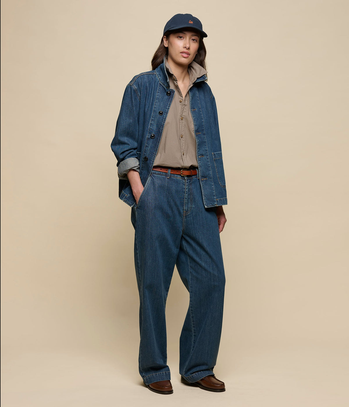Lightweight Cotton Poplin Women's Shirt with Rolled-Up Sleeves