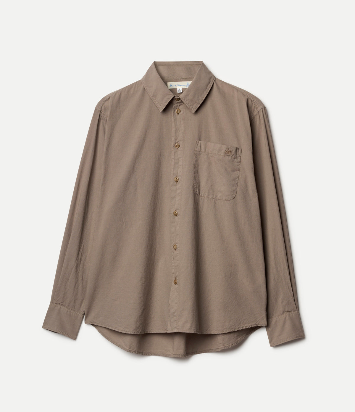 Lightweight Cotton Poplin Relaxed Fit Long Sleeve Shirt
