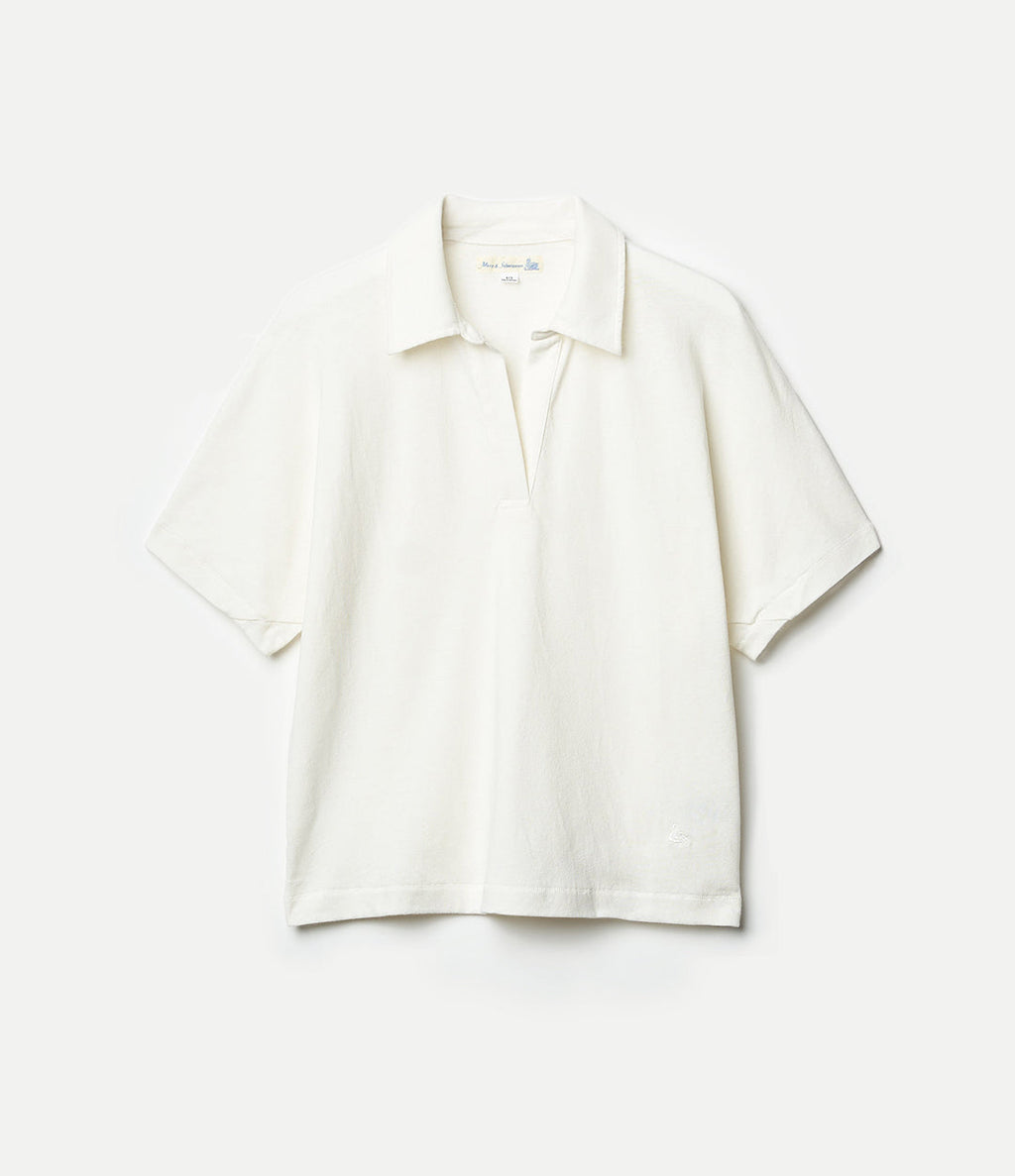 Linen-Cotton Relxed Fit Women's Short Sleeve Polo Shirt