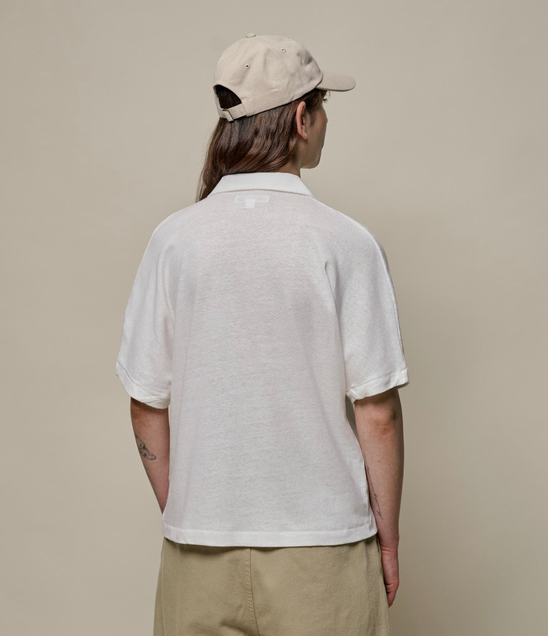 Linen-Cotton Relxed Fit Women's Short Sleeve Polo Shirt