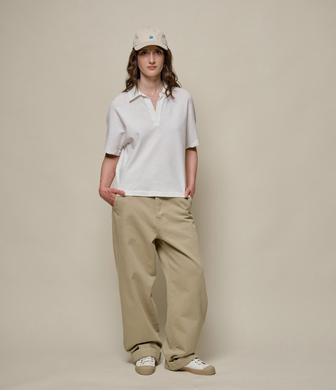 Linen-Cotton Relxed Fit Women's Short Sleeve Polo Shirt