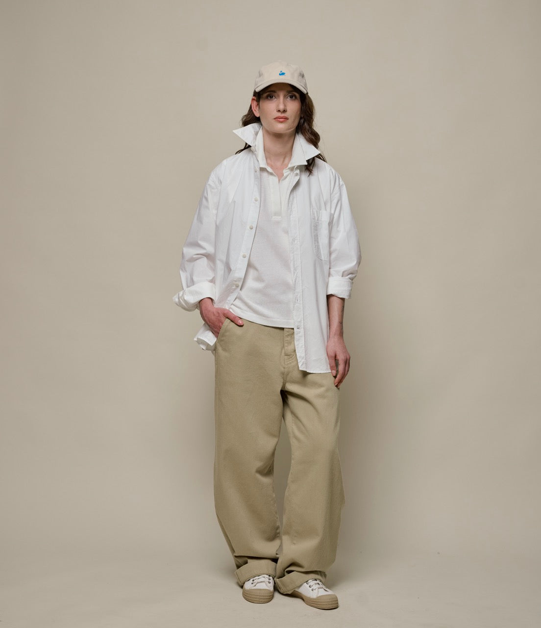 Linen-Cotton Relxed Fit Women's Short Sleeve Polo Shirt