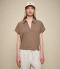 Linen-Cotton Relxed Fit Women's Short Sleeve Polo Shirt