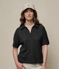 Linen-Cotton Relxed Fit Women's Short Sleeve Polo Shirt